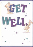 This lively get well card, brightened by two endearing friends-a soft teddy bear and a playful, floppy-eared puppy-creates an instant sense of uplift, much like the joy experienced with a thoughtful delivery of fresh flowers across Old Oak Common. Each character holds and balances the big, expressive 'Get Well' letters, their fur sketched with tender, tactile detail. Indigo and teal tones pop boldly from a soft cream background, recalling the subtle vibrancy of floral arrangements that cheer homes near Midland Terrace. Sparkling blue and purple stars scatter across the card, fostering a hopeful atmosphere, while the overall composition emanates the nurturing warmth and optimism of a caring local florist. This card is more than a message-it offers a gentle emotional salve, sending warm wishes for comfort and recovery through the character and heart of Old Oak Common.