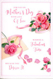 This Mother's Day card feels like a little pocket of spring in Old Oak Common, captured entirely in shades of pink and white. At the centre sits a beautifully illustrated cluster of roses, their petals layered in gentle spirals from soft blush at the tips to richer rose tones near the hearts of the blooms. The artist's shading makes them appear plush and velvety, as if you could almost feel the cool softness beneath your fingers, just like lifting a fresh bloom from a florist's bucket. Around the main bouquet, loose petals are scattered across the white background, some overlapping, others spaced apart, giving the impression that a freshly tied bunch has just released a few petals onto a nearby table. A slender, pastel ribbon winds in and out of the rose illustration, its curves delicate and flowing, lending the whole composition the feel of a carefully wrapped gift. Across the card, a message written in flowing calligraphy offers loving Mother's Day wishes, the graceful lettering echoing the rounded shapes of petals and ribbon. The overall light is soft and calm, like the early glow over the rooftops near Old Oak Common Station, with subtle highlights that make the roses seem to glow from within. Hints of muted greenery peek out behind the blooms, providing just enough contrast to keep the pinks from becoming too sweet. Taken together, the card feels like a quiet, tender gesture-a painted bouquet that pairs perfectly with real flowers delivered locally to a cherished mum in Old Oak Common.